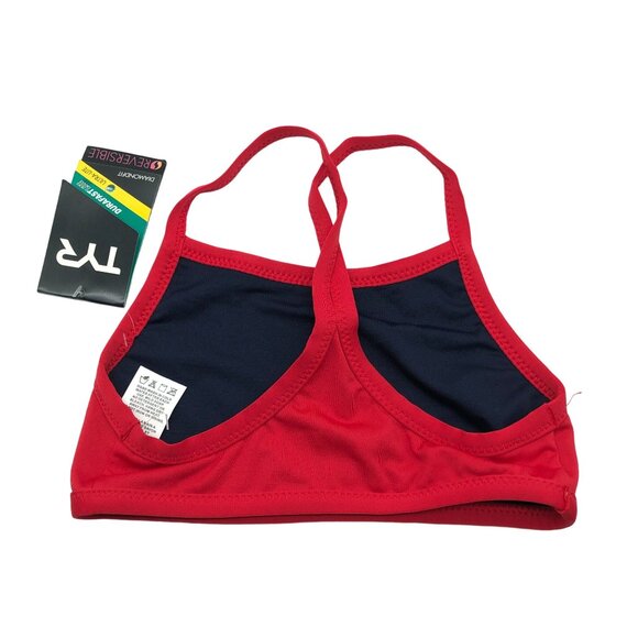TYR Womens Guard Reversible Diamondfit Bikini Top UPF 50 Red Blue XS - Picture 2 of 9